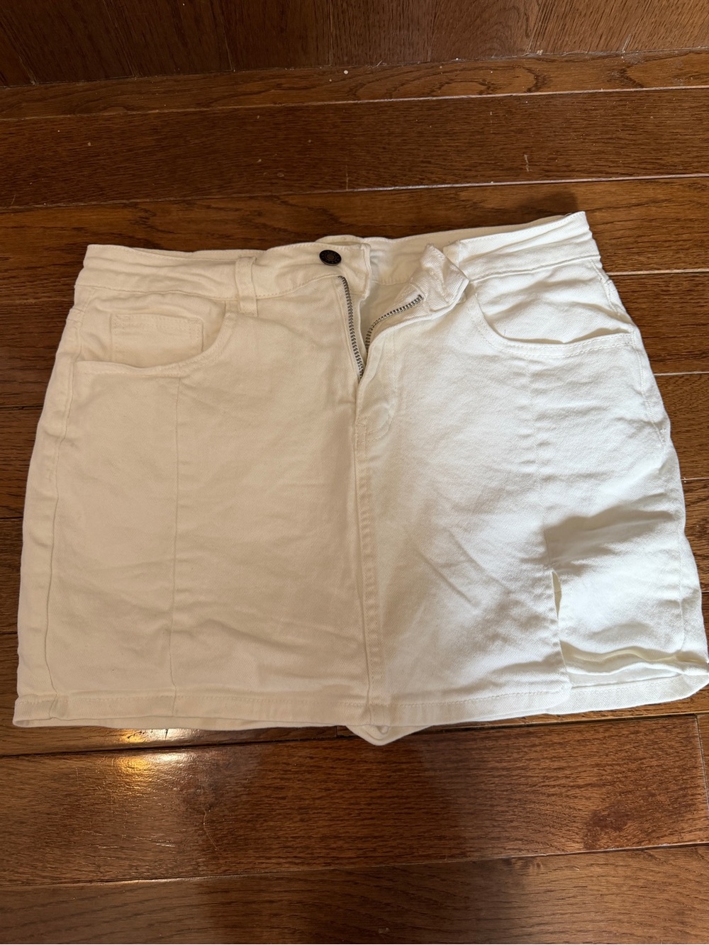 White Denim Mini Skort